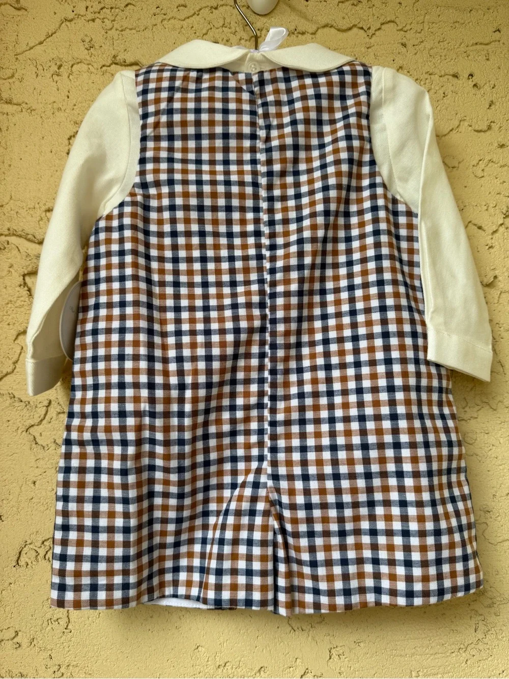 Edgehill Collection Baby Boys Long Sleeve Plaid Jon Jon Romper NWT